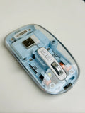 GearUP WM30 Transparent Crystal 2.4G + Bluetooth Magnetic Wireless Mouse- Blue Color